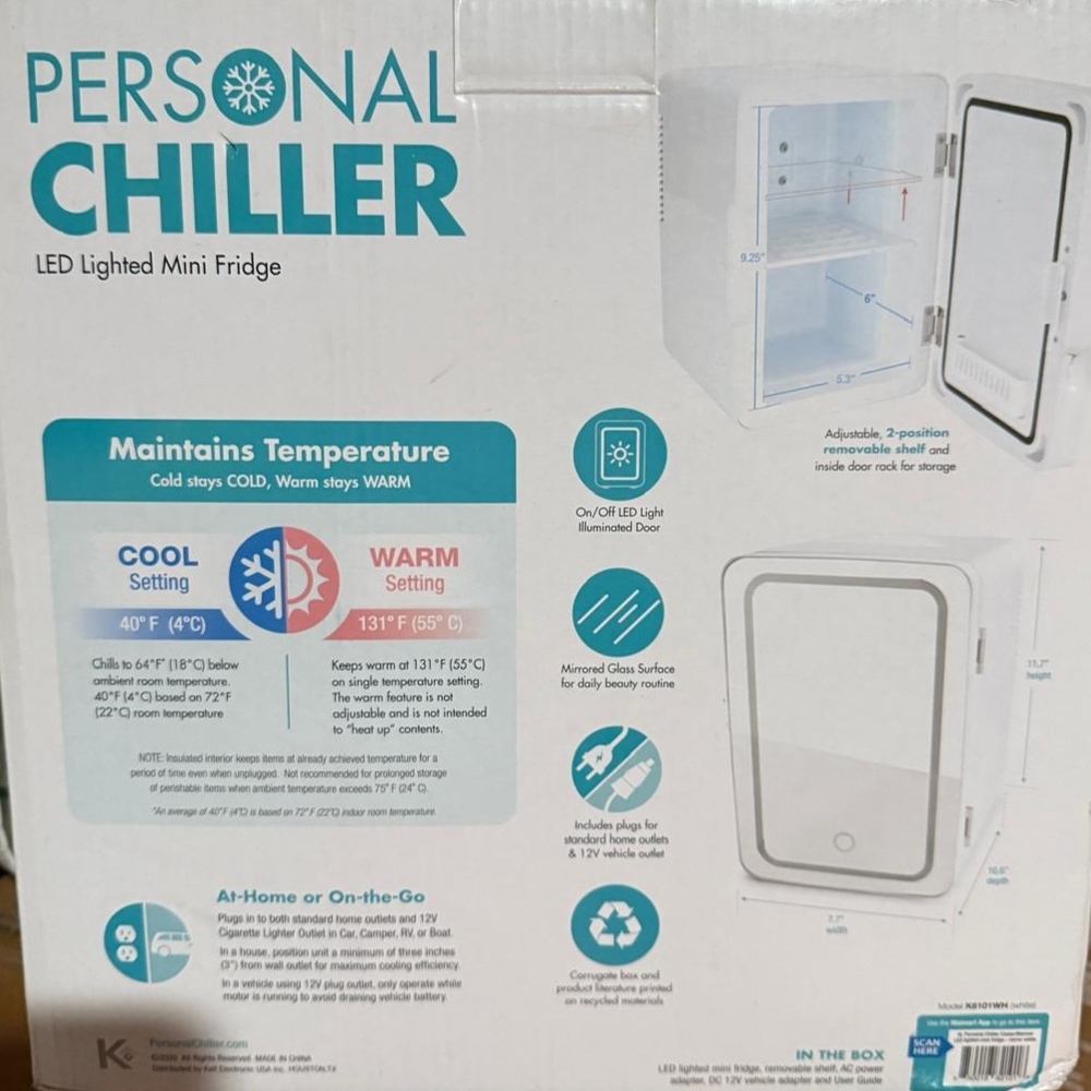 White LED Lighted Mini Fridge